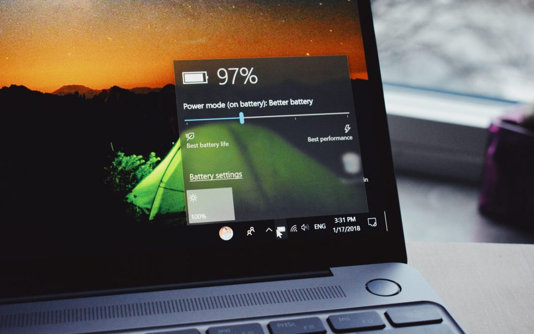 turn-on laptop displaying 97 percent battery