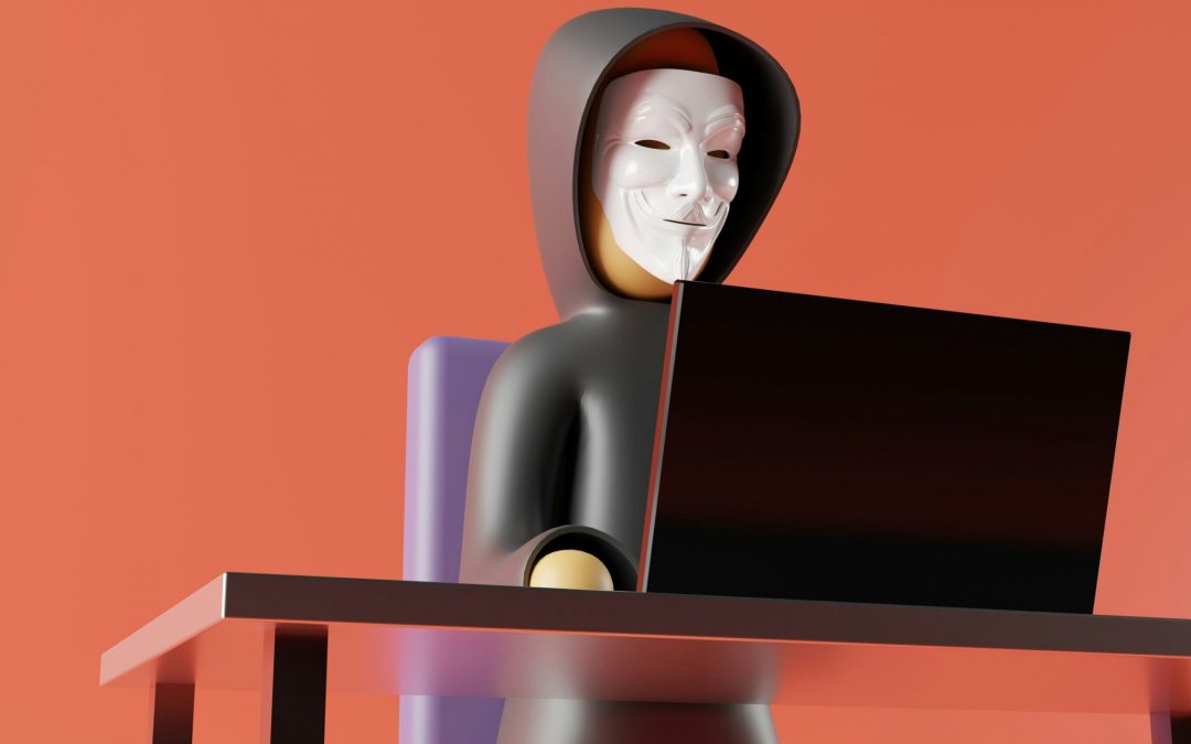 hacker typing on a laptop lego style